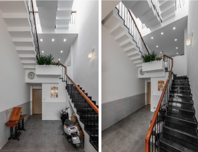 Mẫu nhà phố lệch tầng tiện nghi và tiết kiệm