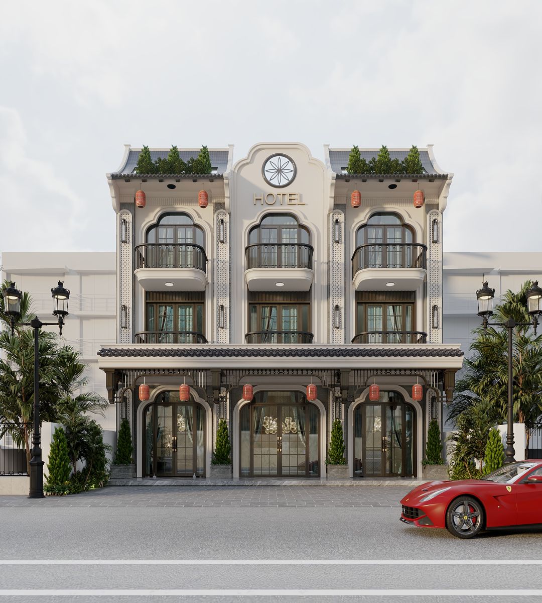 thiết kế khách sạn phong cách Đông Dương