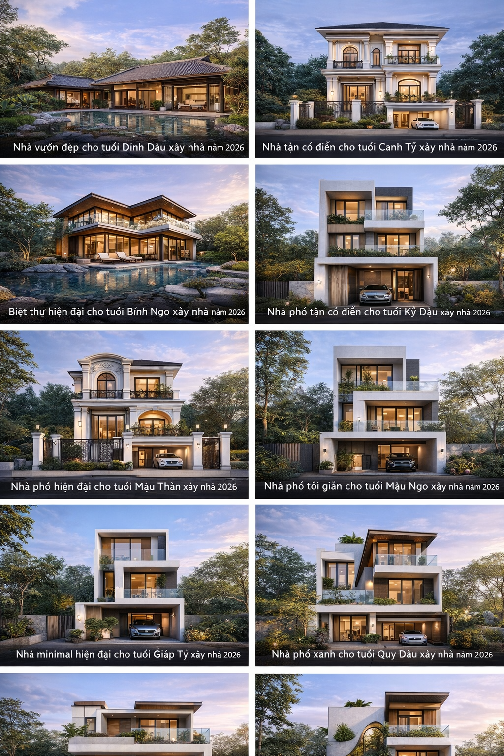 Tuổi xây nhà năm 2026. 11 con giáp hợp tuổi làm nhà đẹp hút tài lộc