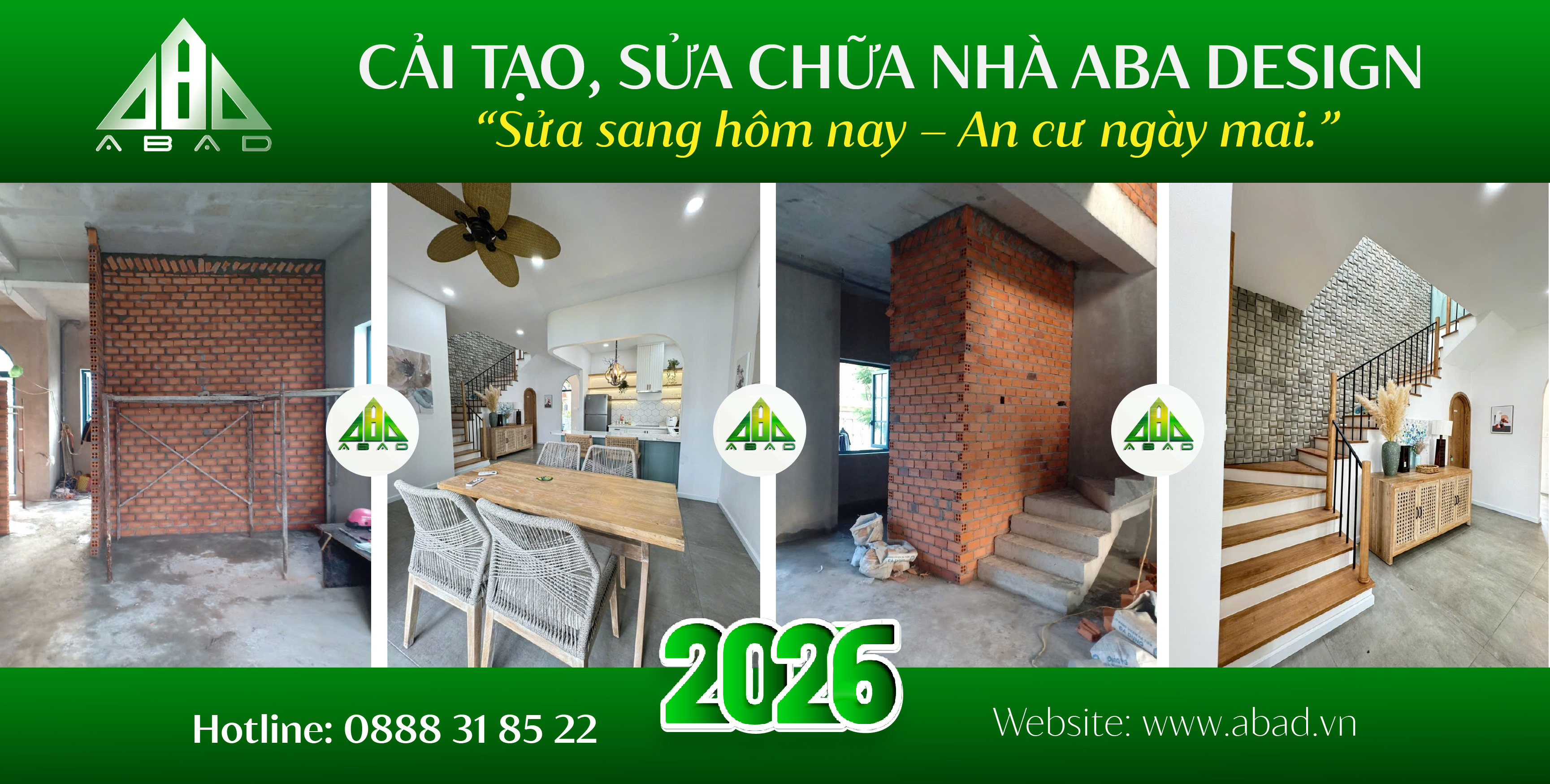 Cải tạo sửa chữa nhà 2026 | ABA DESIGN - Uy tín, Chất lượng, Giá tốt